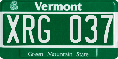 VT license plate XRG037