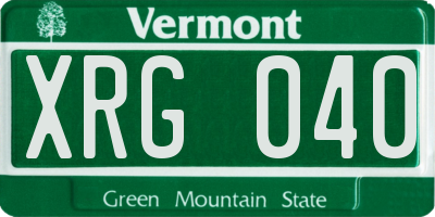 VT license plate XRG040