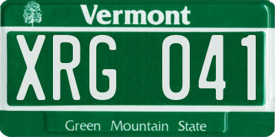 VT license plate XRG041