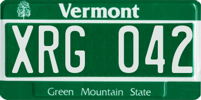 VT license plate XRG042