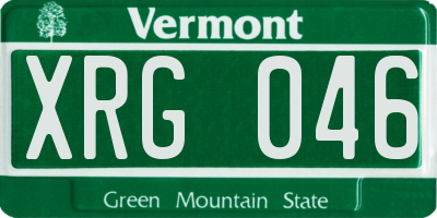 VT license plate XRG046