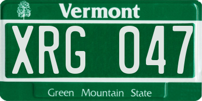 VT license plate XRG047