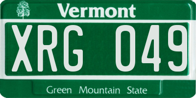 VT license plate XRG049