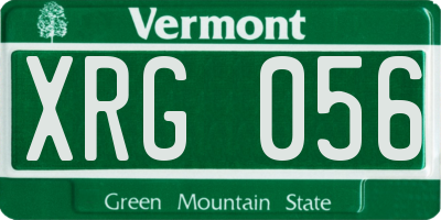 VT license plate XRG056