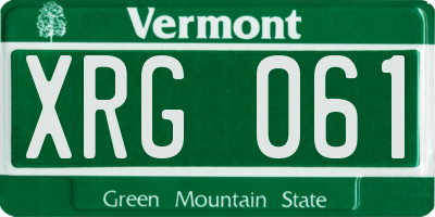 VT license plate XRG061