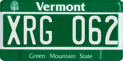 VT license plate XRG062