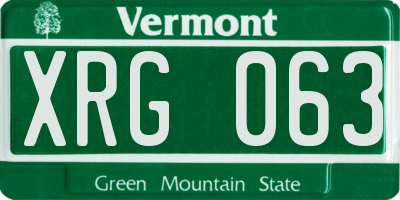 VT license plate XRG063