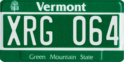 VT license plate XRG064