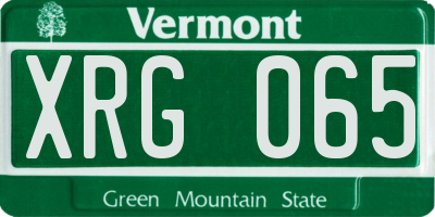 VT license plate XRG065