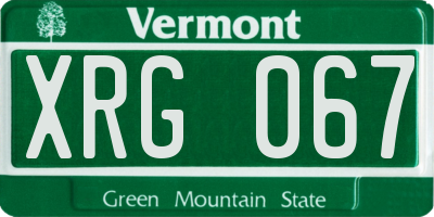 VT license plate XRG067