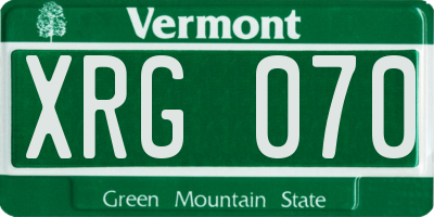 VT license plate XRG070