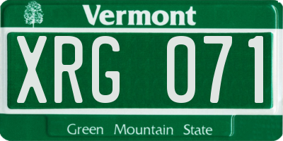 VT license plate XRG071