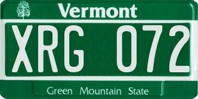 VT license plate XRG072