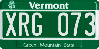 VT license plate XRG073