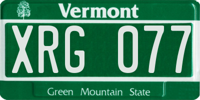 VT license plate XRG077