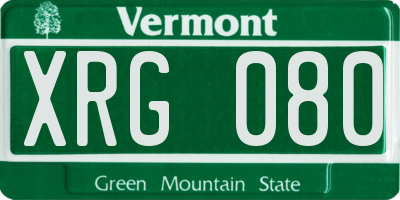 VT license plate XRG080