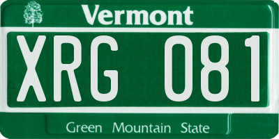 VT license plate XRG081