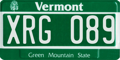 VT license plate XRG089