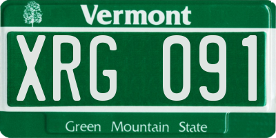 VT license plate XRG091