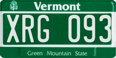 VT license plate XRG093