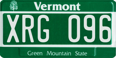 VT license plate XRG096