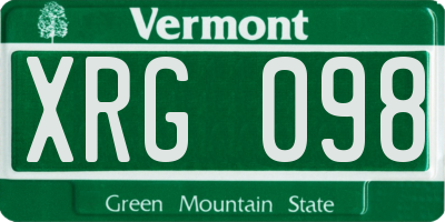 VT license plate XRG098