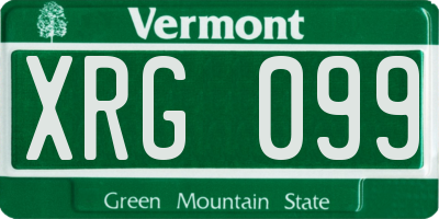VT license plate XRG099