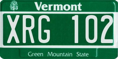 VT license plate XRG102