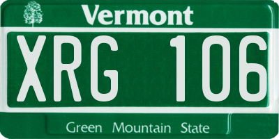 VT license plate XRG106