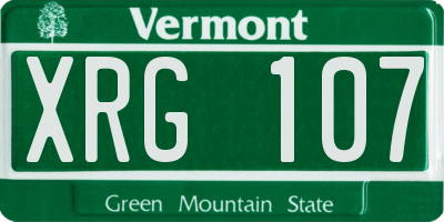 VT license plate XRG107