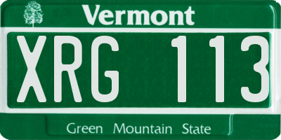 VT license plate XRG113