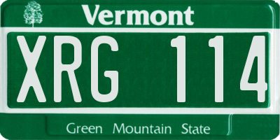 VT license plate XRG114
