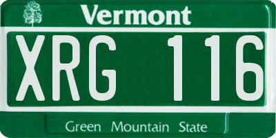 VT license plate XRG116