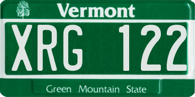 VT license plate XRG122