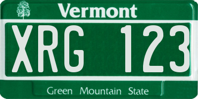 VT license plate XRG123