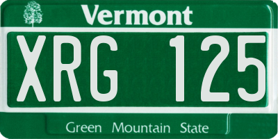VT license plate XRG125