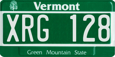VT license plate XRG128
