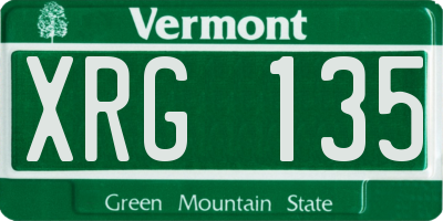 VT license plate XRG135