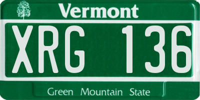 VT license plate XRG136