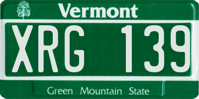 VT license plate XRG139