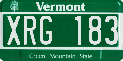 VT license plate XRG183