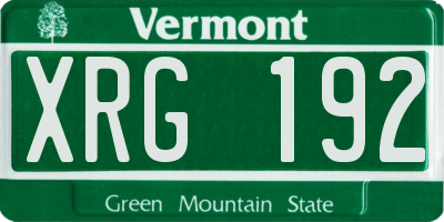 VT license plate XRG192