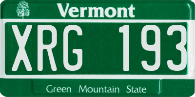 VT license plate XRG193