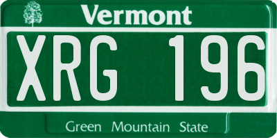 VT license plate XRG196