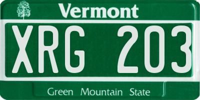 VT license plate XRG203