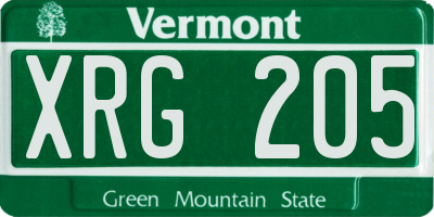 VT license plate XRG205