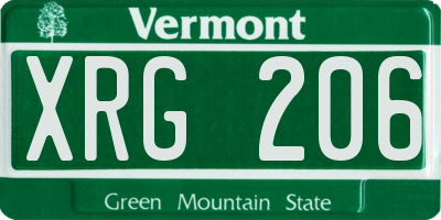 VT license plate XRG206