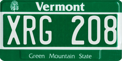 VT license plate XRG208