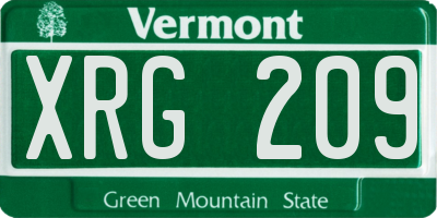 VT license plate XRG209