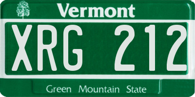 VT license plate XRG212